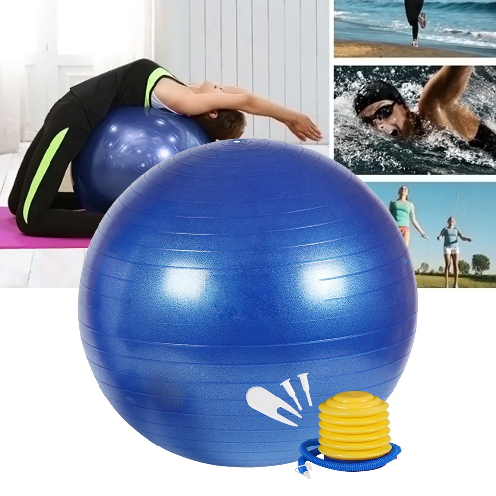 كرة يوجا بسمك إضافي 85 سم، كرة تمرين مضادة للانفجار للياقة البدنية وتوازن البيلاتيس والتدريب على الاستقرار باللون الأزرق الداكن #5