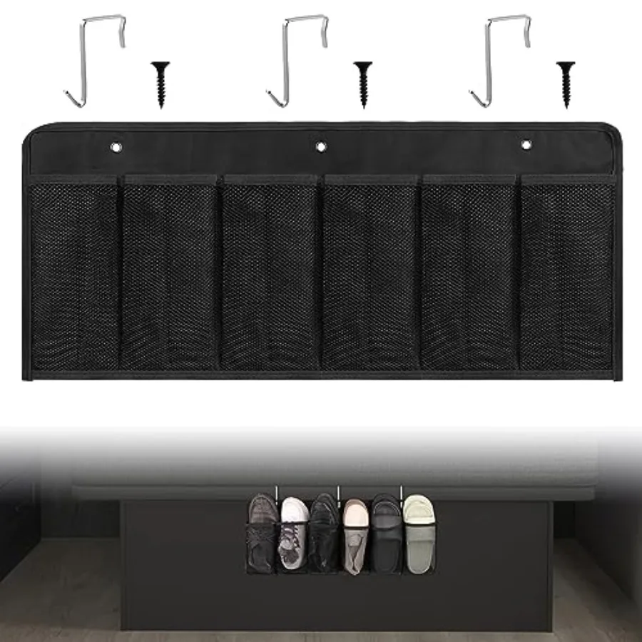 

RV Shoe Pockets 6 Large Pockets Heavy Hanging Bedside Storage Organizer with Sturdy Hooks Storage Pockets Hangs on bed for Shoe