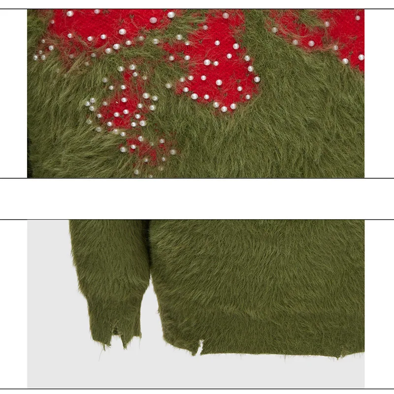 LUZHEN Personalized Pattern Patchwork Pearl Decorate Stand Neck Knitted Pullover Men's Winter 2026 New Original Sweater JY5808