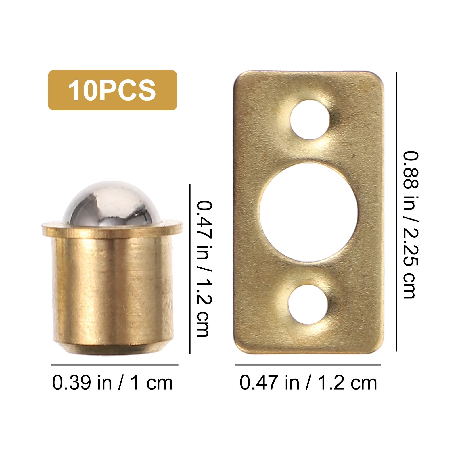 10 قطعة الكرة النحاسية الصيد مزلاج الباب قفل الربيع الأثاث الكرة الصيد خزانة باب غير مرئي استخدام الأثاث الربيع مزلاج #4