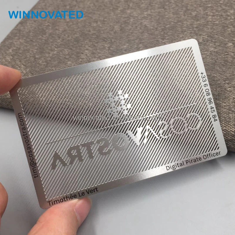 10 0.pieces.CustomHot Selling 304 Stainless Steel Metal Business Card With Engraved Logo