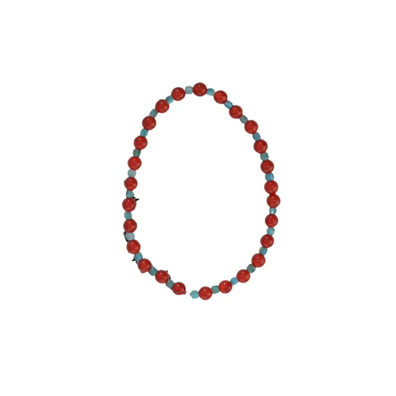 

[Acacia] Red agate apatite alternating beaded bracelet red and blue contrasting elastic rope bracelet