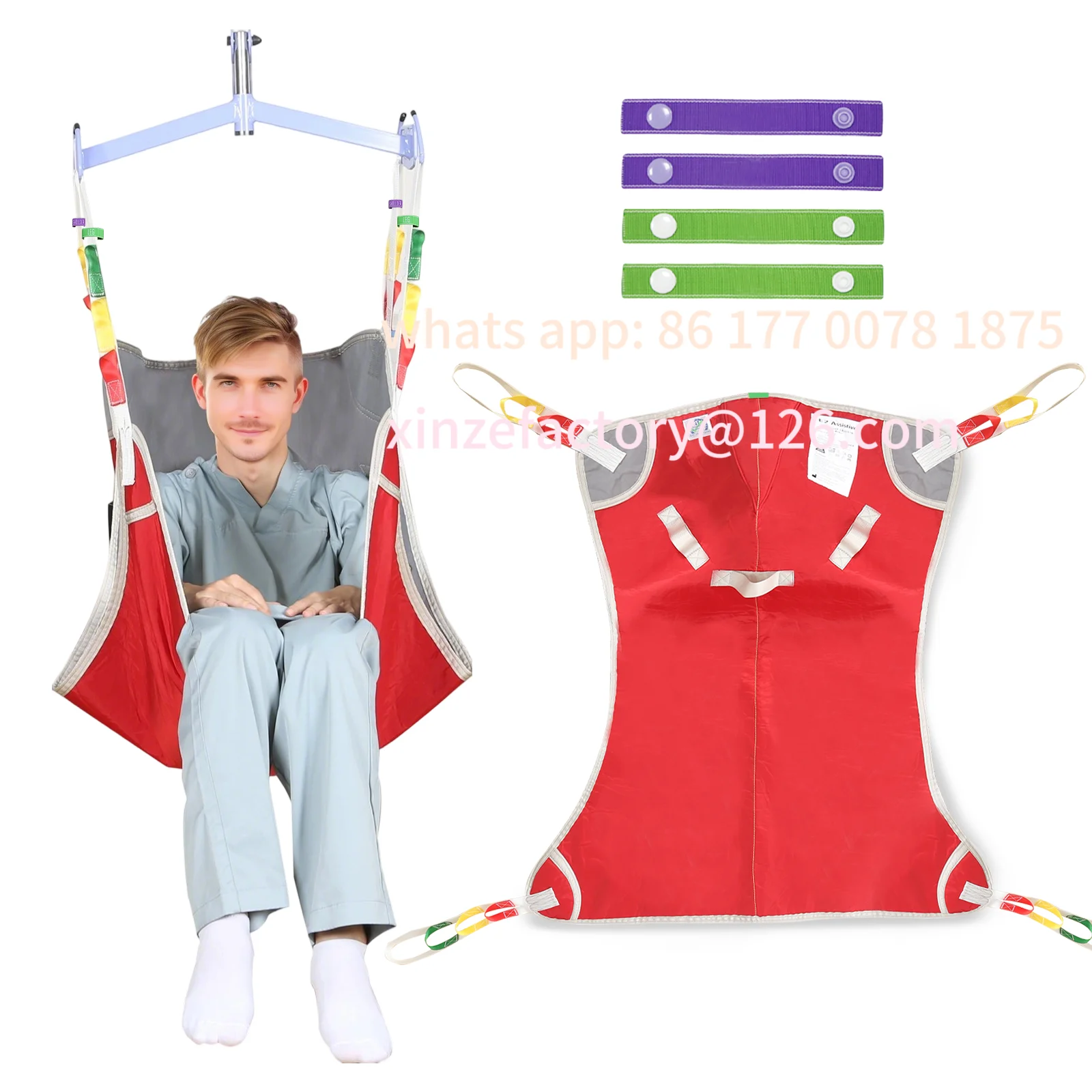 Customizable Durable Patient Fully Body Lifting Sling with Twisted Fabric, 3-Layer Padded Support for Patient Mobility