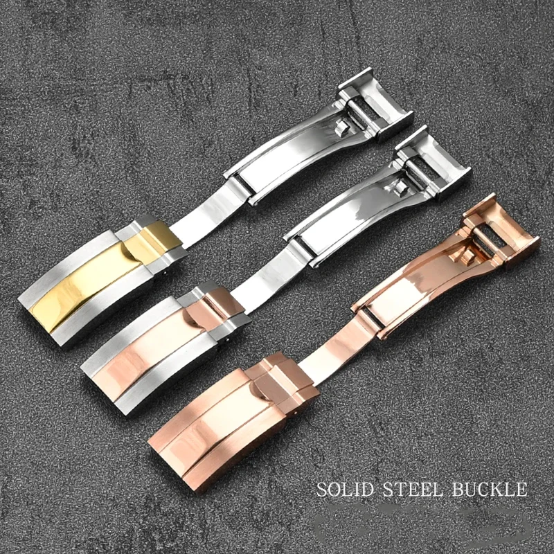 9mmx16mm Stainless Steel Clasp for Rolex Submariner GMT Master Daytona Water Ghost Watch Band Solid Metal Safety Folding Buckle