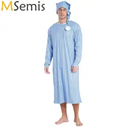 Mens Arabian Muslim Shower Robe Nightwear Pajamas Adjustable Sleep Hat Costume Robe with Hat Long Sleeve Long Robe And Pompom
