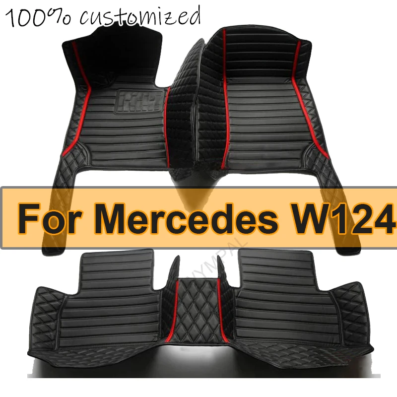 Custom Automotive Car Floor Mats For Mercedes W124 1985 1986 1987 1988 1989 Auto Luxury Leather Men Women Car Mats Full Coverage