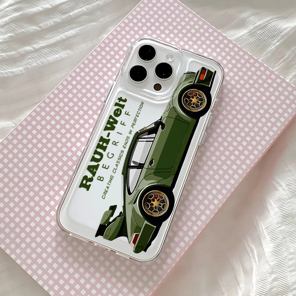 Mode JDM Auto Telefon Fall Für iPhone 16 16e 15 14 13 12 11 Mini Pro Max X XR XSMax 7 8 Plus Transparent Weiche TPU Zurück Abdeckung – Detail 1