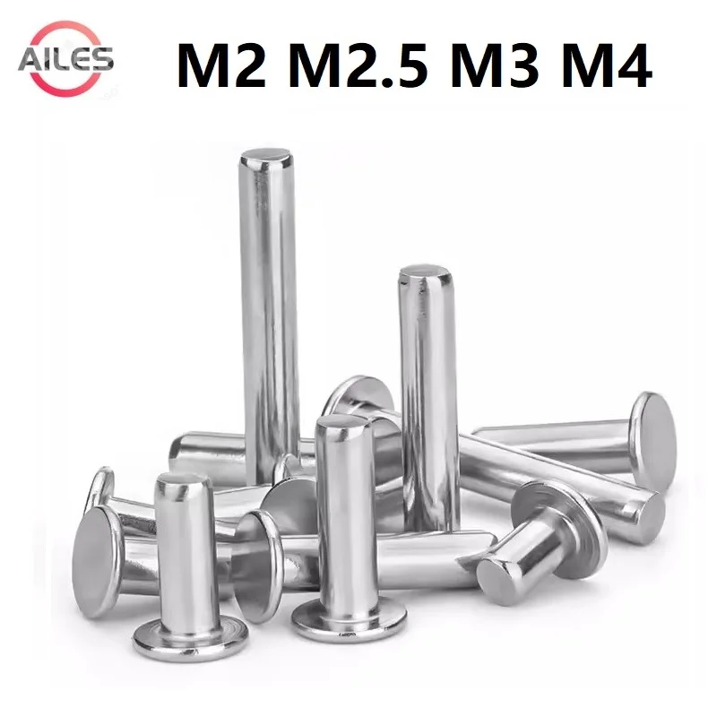 

M2 M2.5 M3 M4 304 Stainless Steel Flat Head Knock Down Solid Rivets Bevel Flush Head Flattend Rivet 3mm 4mm 10mm 20mm 25mm 60mm