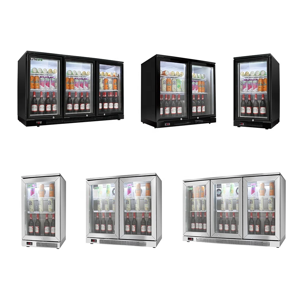 3 Door Stainless Steel Back Bar Cooler Beer Display Refrigerator with Digital Control Automatic Defrost for Restaurant