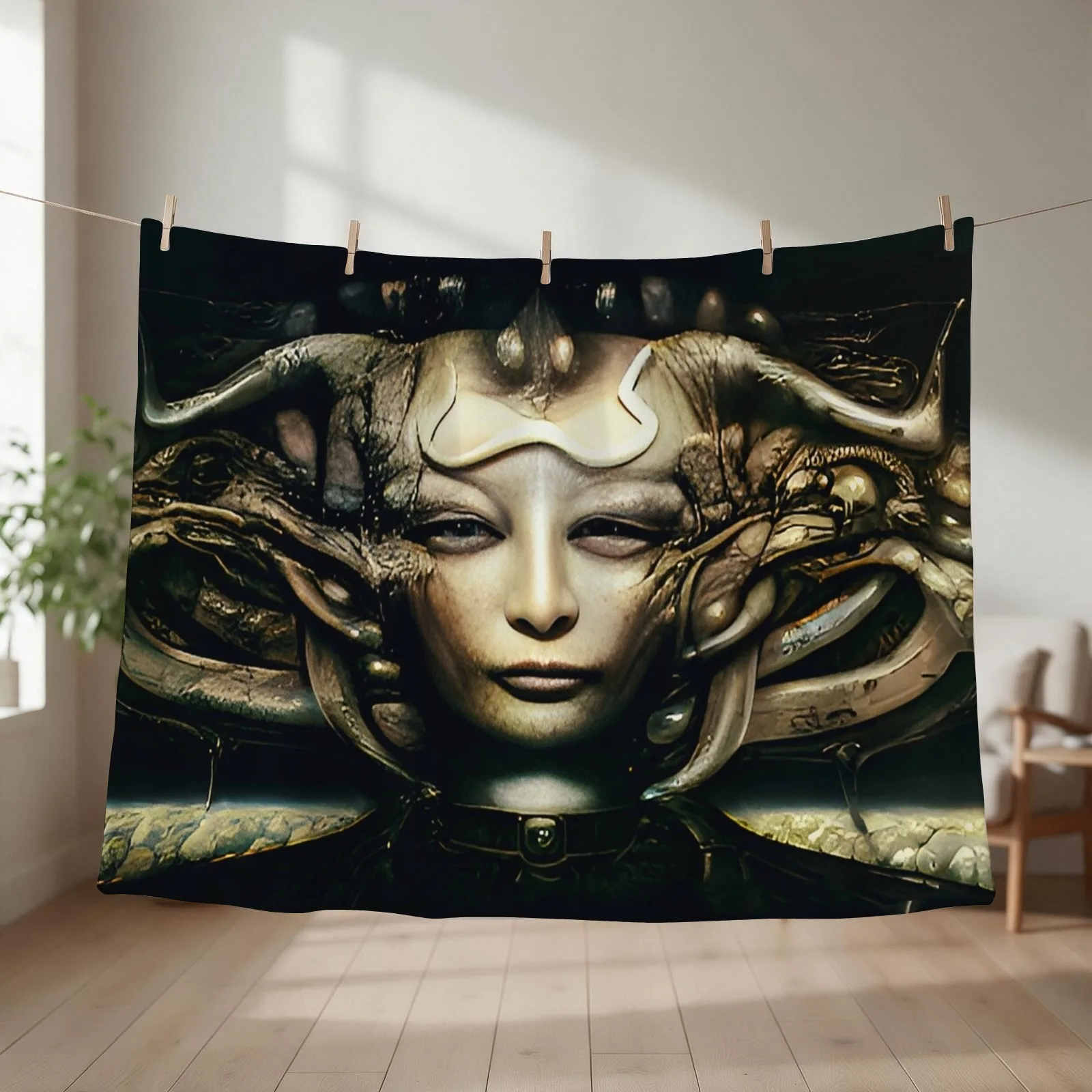 HR Giger Xenomorph Woman Throw Blanket couch cozy soft plush fuzzy picnic outdoor blanket