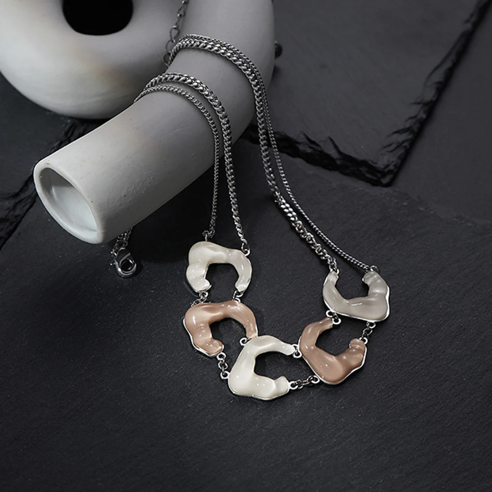 Eetit Exquisite C Shape Geometric Resin Layered Overlay Necklace Temperament Collarbone Chain Neck Femme Jewelry Bijoux Gift