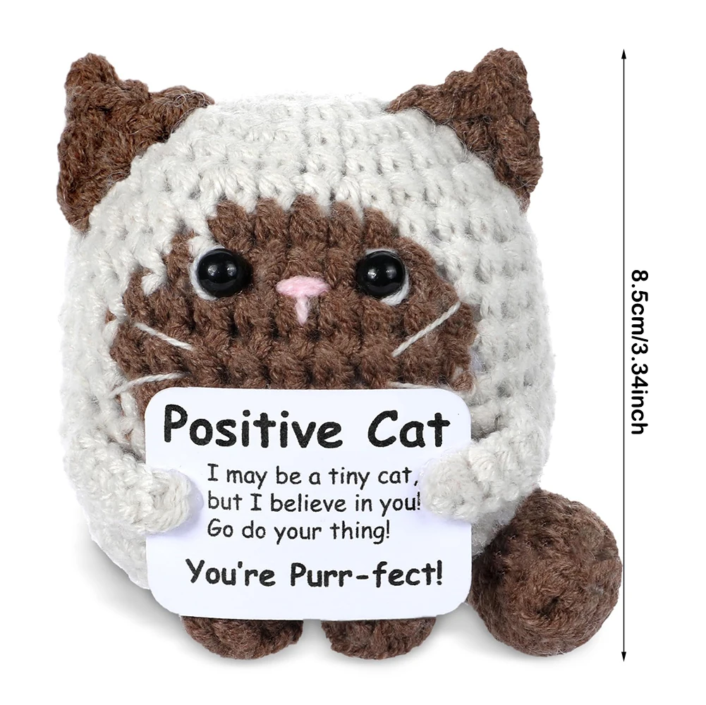 Crocheted Cats Full of Positive Energy, Emotional Encouragement, Birthday Gifts for Friends, Handmade Knitted Cats, Gifts for Female Colleagues, Friends, Students, Small Birthday and Christmas Gifts, Stocking Stuffers view 5