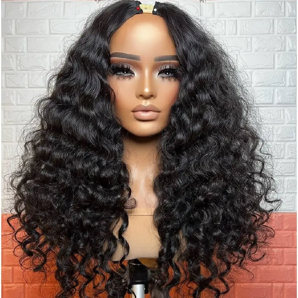 32 Inch Loose Deep Wave Pre Plucked human Hair Wig V Part Wig 250 Density Human Hair Wig U Part Wigs
