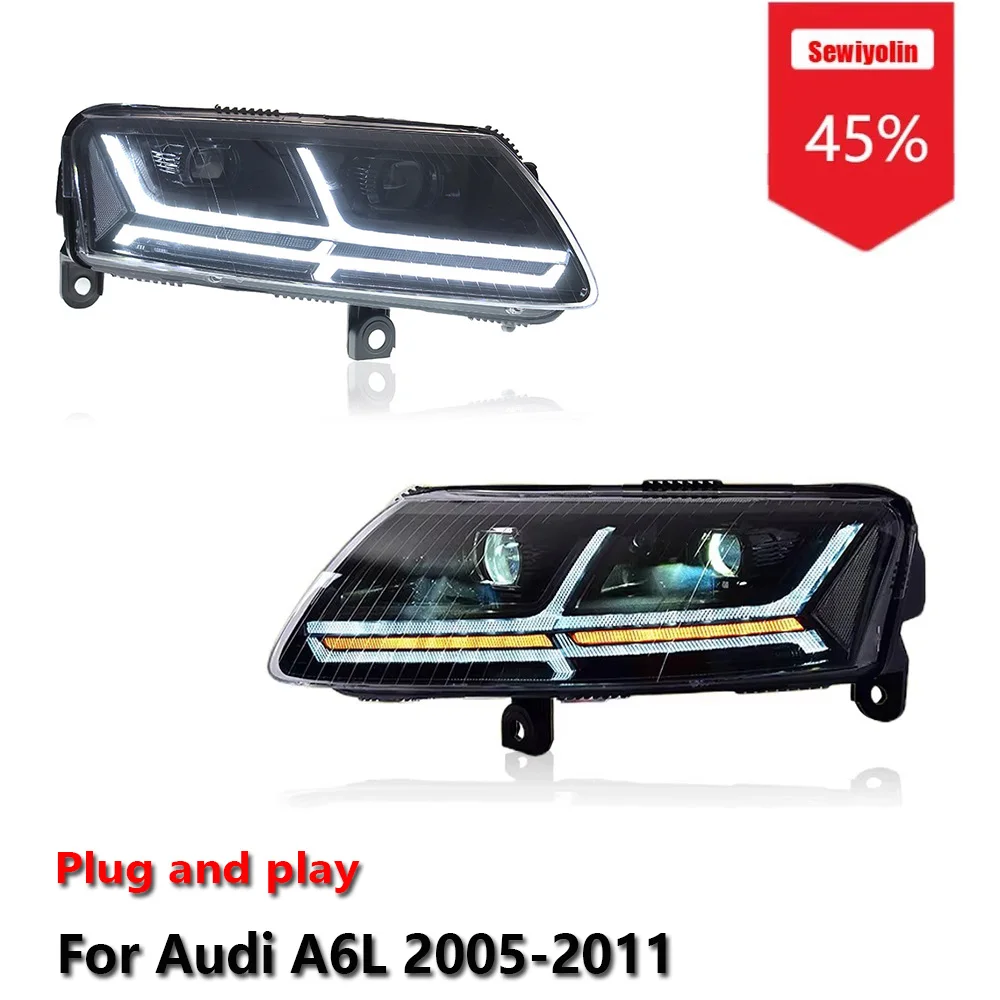 

Sewiyolin автомобильные светодиодные фары аксессуары для Audi A6L 2005-2011 DRL тормозной указатель поворота Plug and Play
