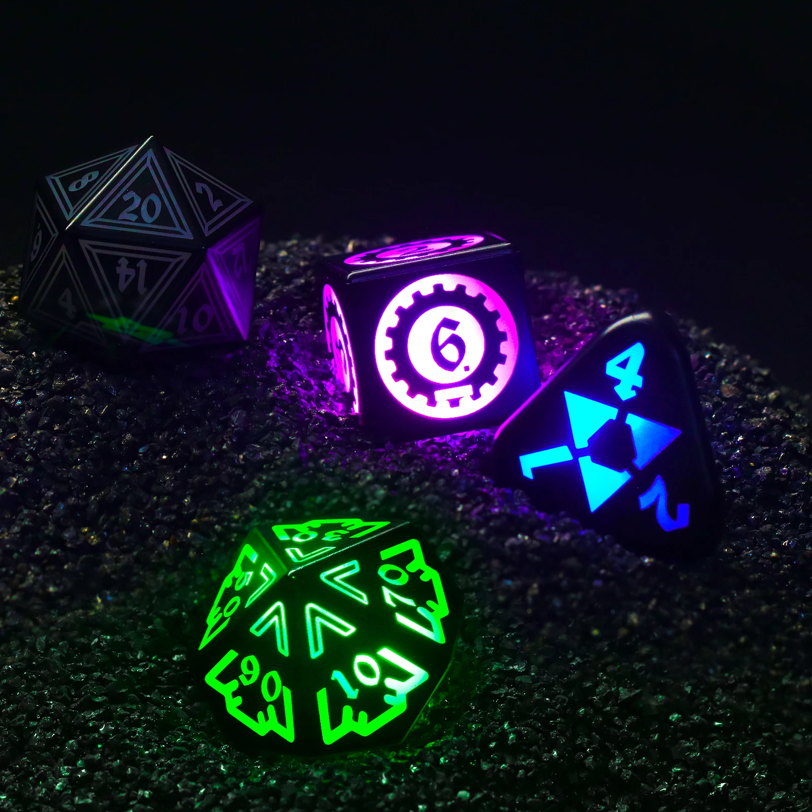 Imagen 5: Juego de Dados LED Brillantes para Dungeons and Dragons, Dados para Juegos de Rol, Juegos de Mesa TTRPG