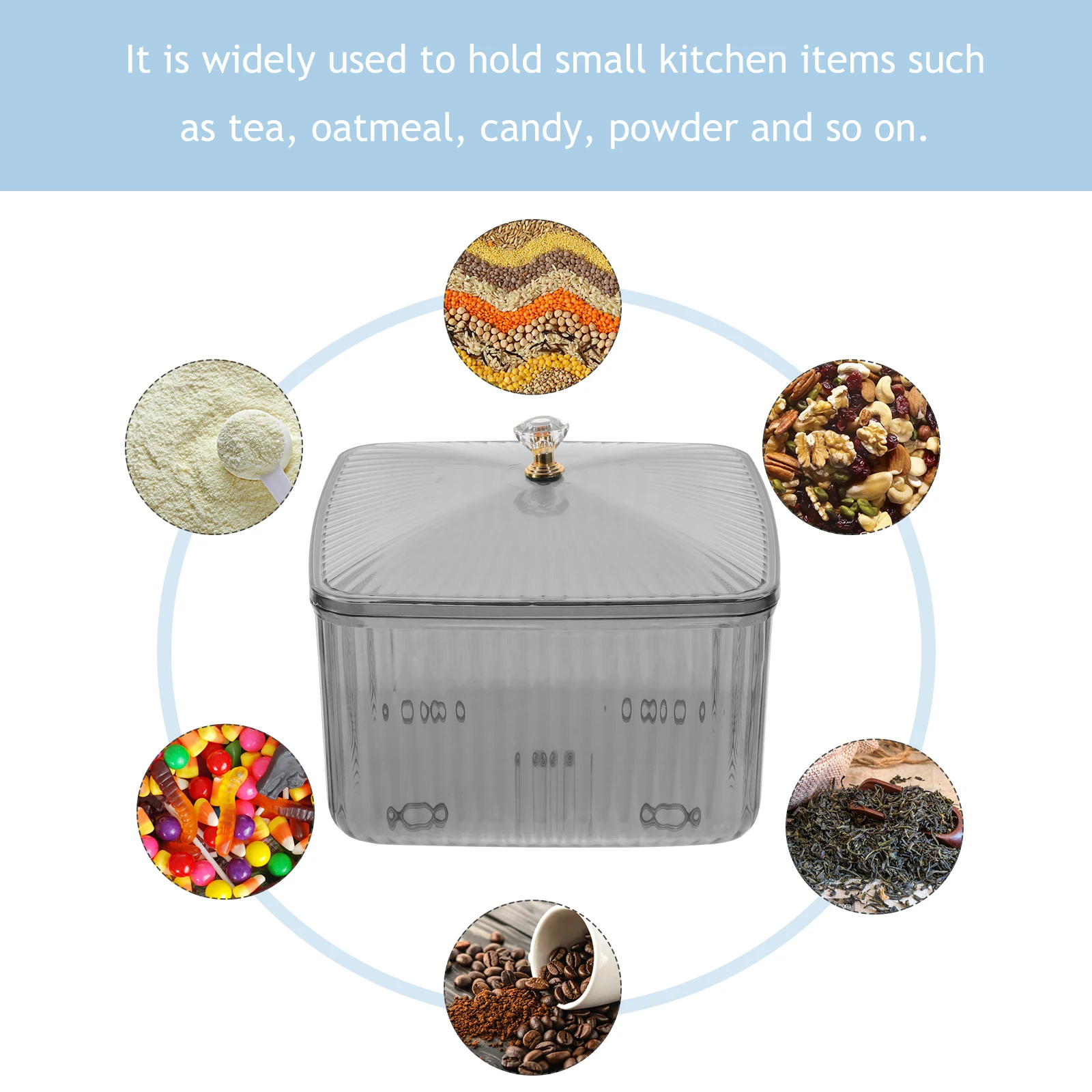 

Snack Storage Box Food Container Clear Plastic Canister Kitchen Pantry Dried Fruits Nuts Cereals Rice Flour Beans countertop