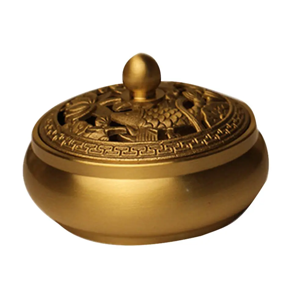 

1pc Copper Aromatherapy Burner Brass Incense Stove Compact Home Decor Tea Ceremony Ornament Desktop Censer For Office Bedroom