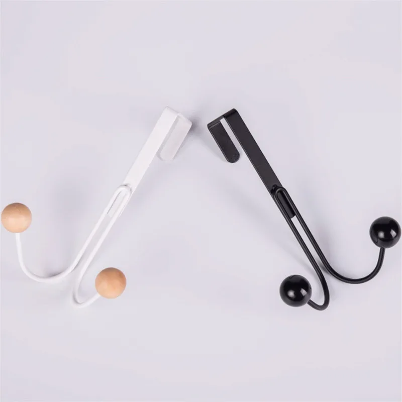 Double Hanger Hooks Over The Door Free Punching For Hanging Hats Bags Holder Tie Scarf Key Hook Clothes Coats Rack Towel Shelf