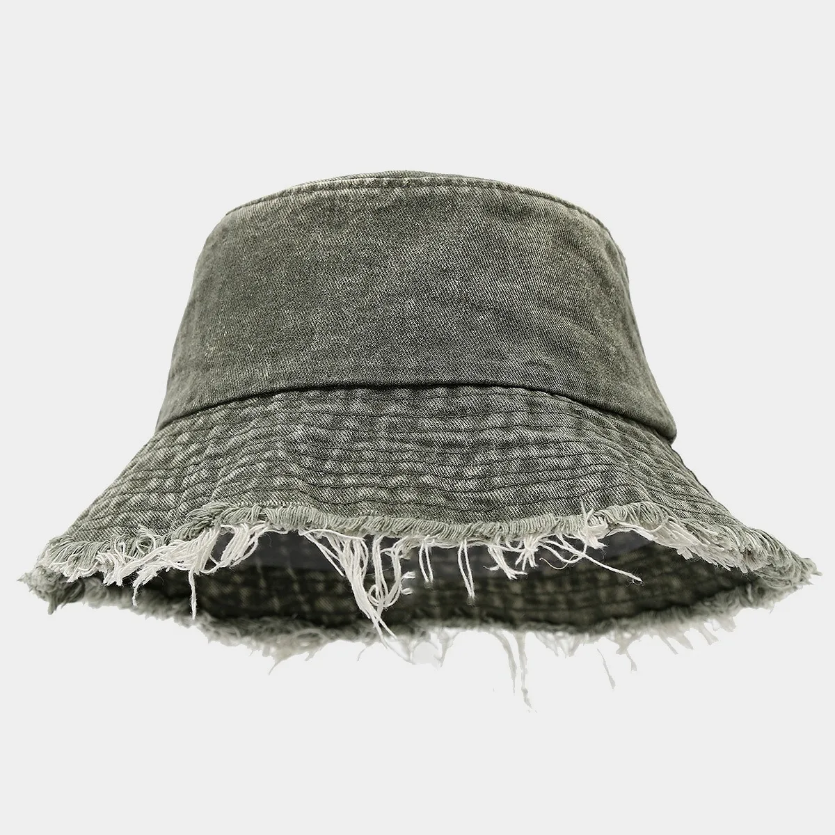 Unisex Trendy Autumn Solid Tassel Edge Washed Denim Summer Bucket Hat For Women Best Matched Sunshade Beach Fisherman Cap Gift