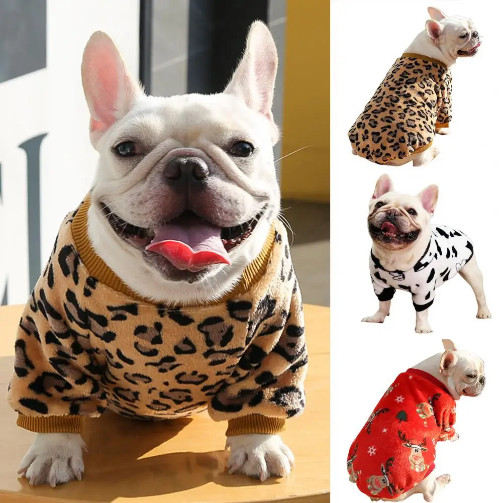 Roupas macias de flanela para cachorro, suéter preto e branco para cachorro de vaca, padrão leopardo, roupas de lã, outono e inverno