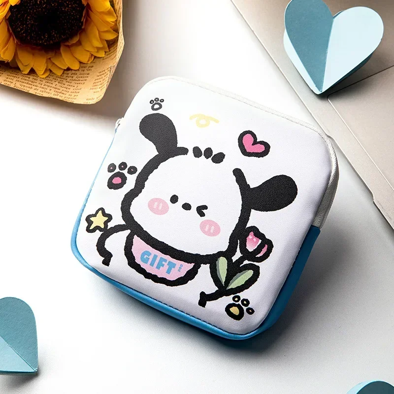 Sanrio Pochacco อะนิเมะตัวเลข Kawaii สาวผ้าอนามัยกระเป๋ารูปแบบการ์ตูนมินิเหรียญกระเป๋าเครื่องสําอางแบบพกพา