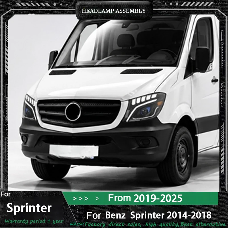 LED Headlight Assembly For Mercedes-Benz Sprinter 2014 2015 2016 2017-2018, LED DRL & Sequential Turn Signal Upgrade Headlamp
