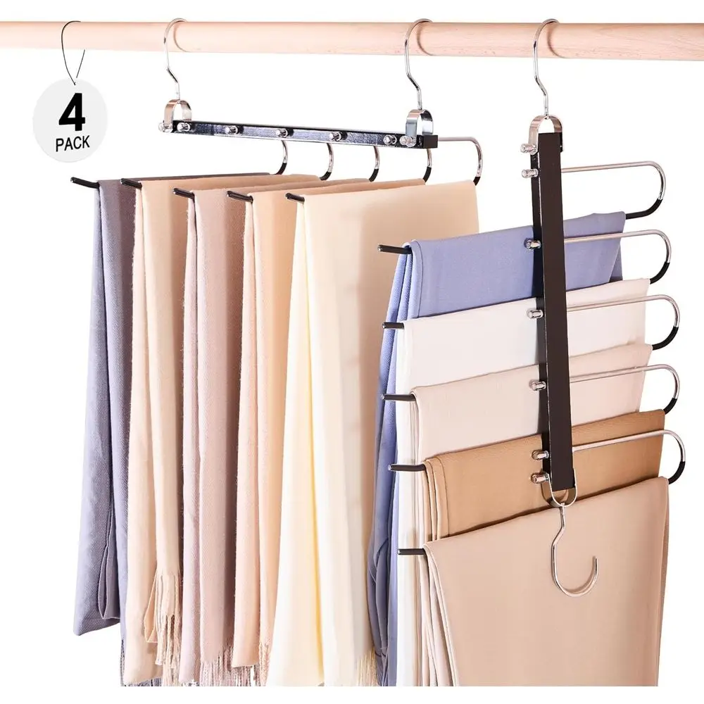 

Компактные деревянные многофункциональные вешалки для брюк, нескользящие, 4 шт., черные