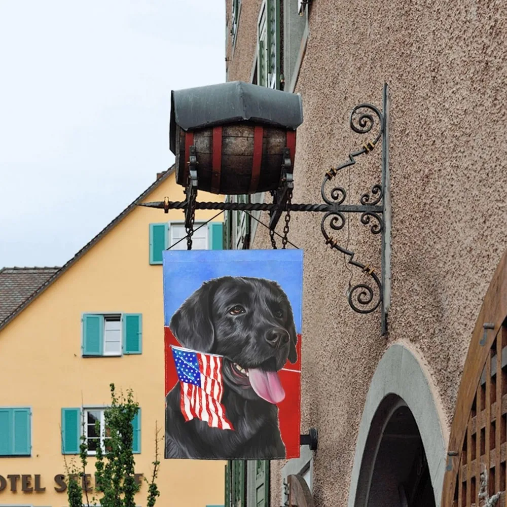 Labrador Lab Dog Black American Flag Garden Flag Welcome Party Outdoor Outside Decorations Picks Home House Garden Yard Decor