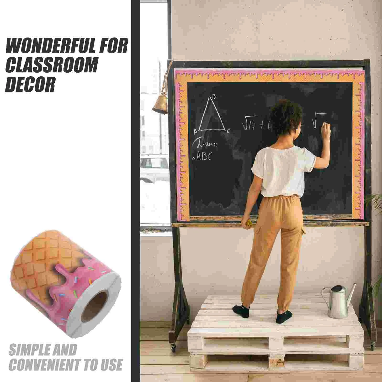 Colored Stickers Ice Cream Border Trim Bulletin Board Decorations Borders for Classroom Applique Blackboard