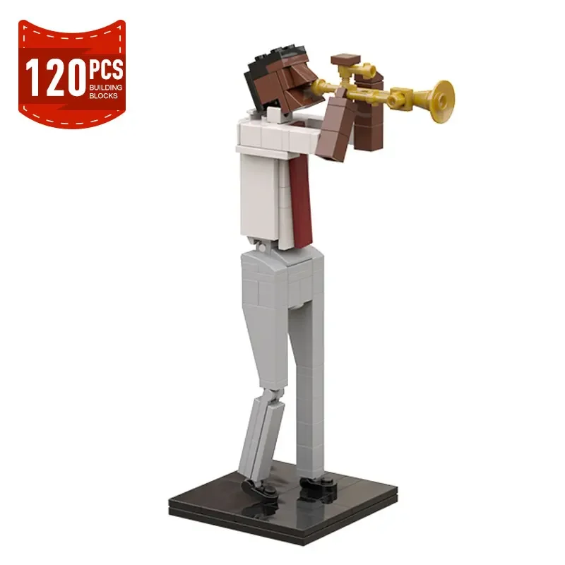 MOC City Band Jazz Quartet Violin Cello Trumpeter Model Building Blocks Set Musician Action Figures Decoration Bricks Toys Gifts