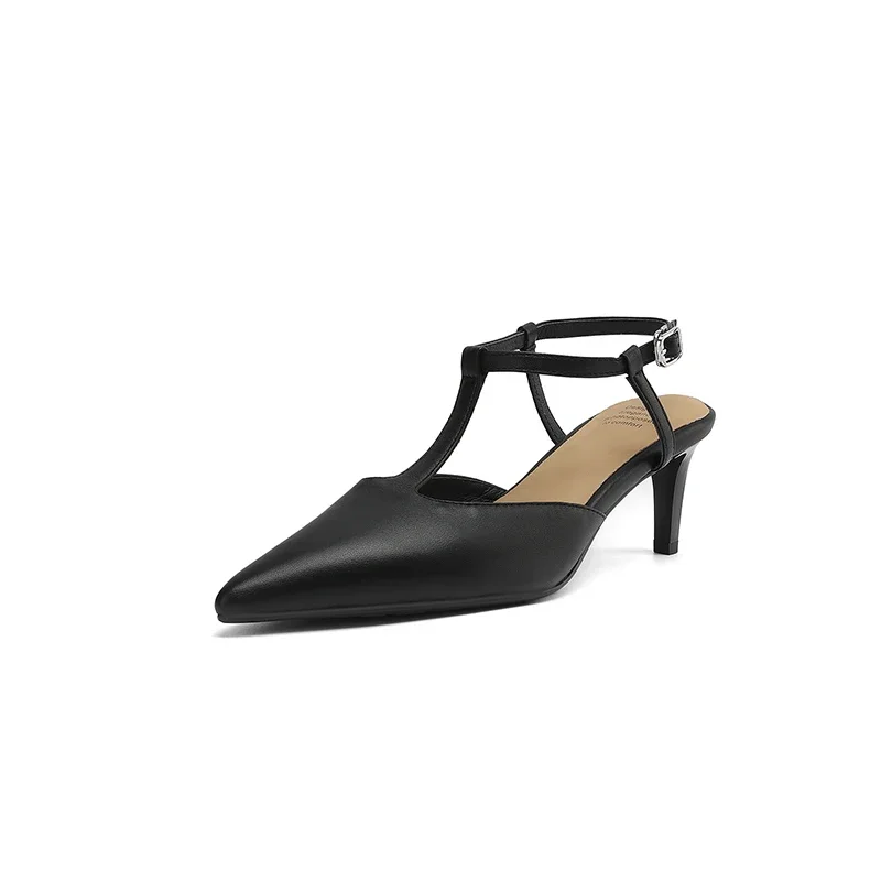 

2025 Summer Sandals Genuine Leather Fashion Women Shoes Pointed Toe High Heel Women Pumps Sandals for Women Handmade Sandals
