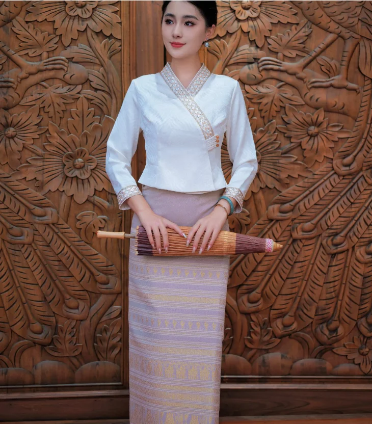 

Chinese Xishuangbanna Dai Ethnic Clothing Slim Fitting Chinese Tea Clothing