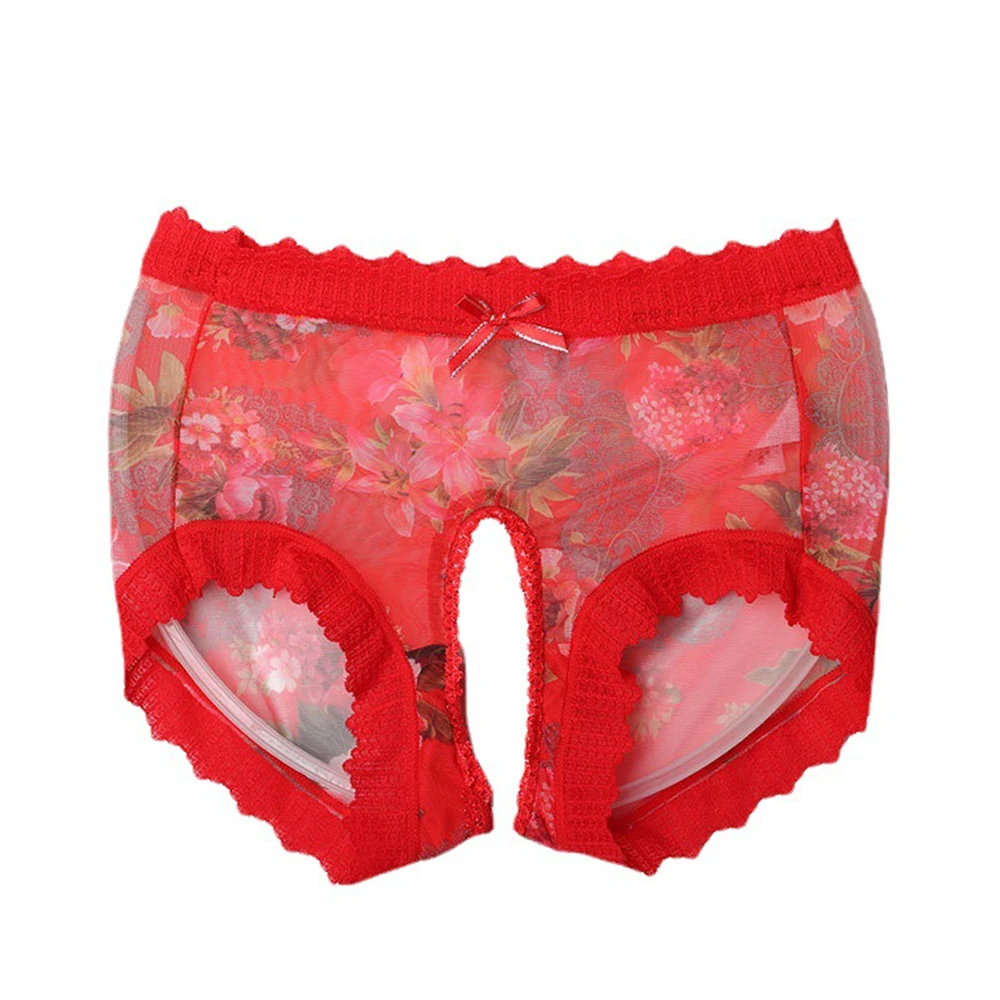 Culotte sans entrejambe en dentelle sexy pour femmes, sous-vêtements élastiques, string G, slip à entrejambe ouvert, culotte gay, lingerie creuse