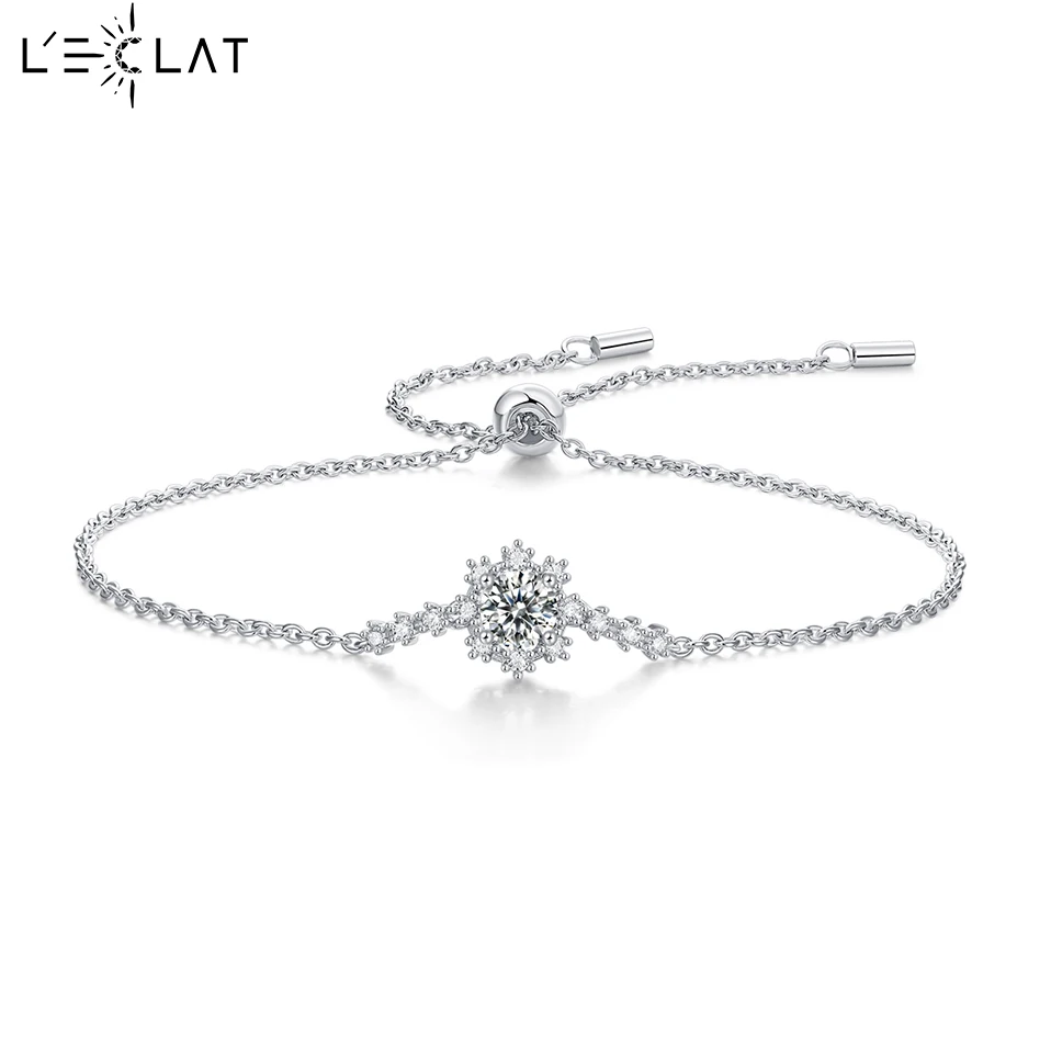 

LECLAT 0.5CT Moissanite Snowflake Tennis Bracelet 925 Sterling Silver Adjustbale Size for Women Lab Grown Wedding Plated Jewelry