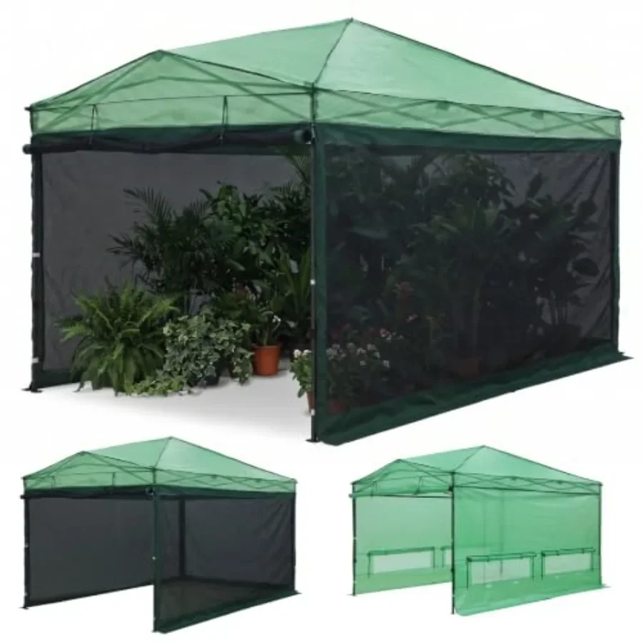 Instant Pop up Greenhouse, Indoor Outdoor Plant Gardening Green House with Interchangeable PE and Mesh Wall Panels - Winter Sup