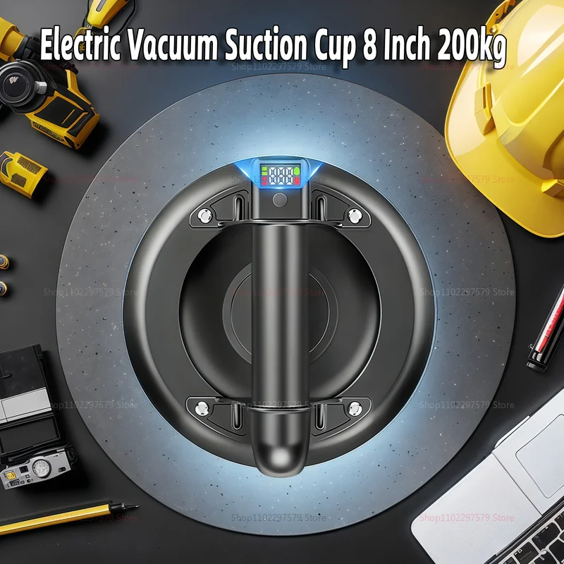 ถ้วยดูดสูญญากาศไฟฟ้าสำหรับงานหนักขนาด 8 นิ้วพร้อมเครื่องยกกระเบื้องเซรามิกแก้วยางสามชั้นเครื่องมือยกหนัก