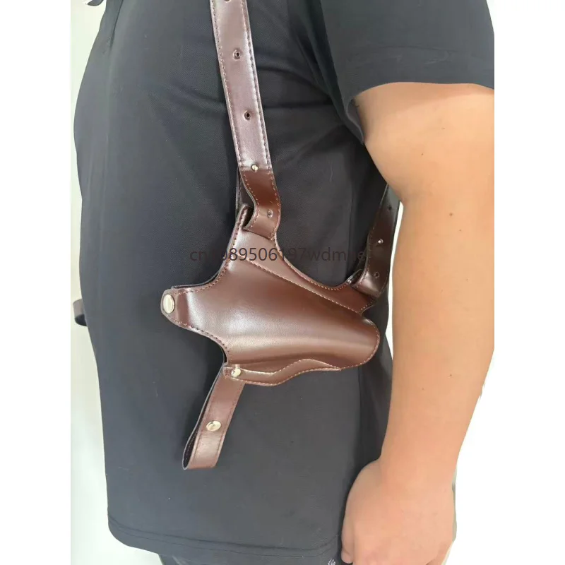 Tactical Shoulder Holster PU Leather Concealed Carry Pistol Holster with Magazine Pouch for Airsoft Hunting Outdoor Cosplay Prop 3