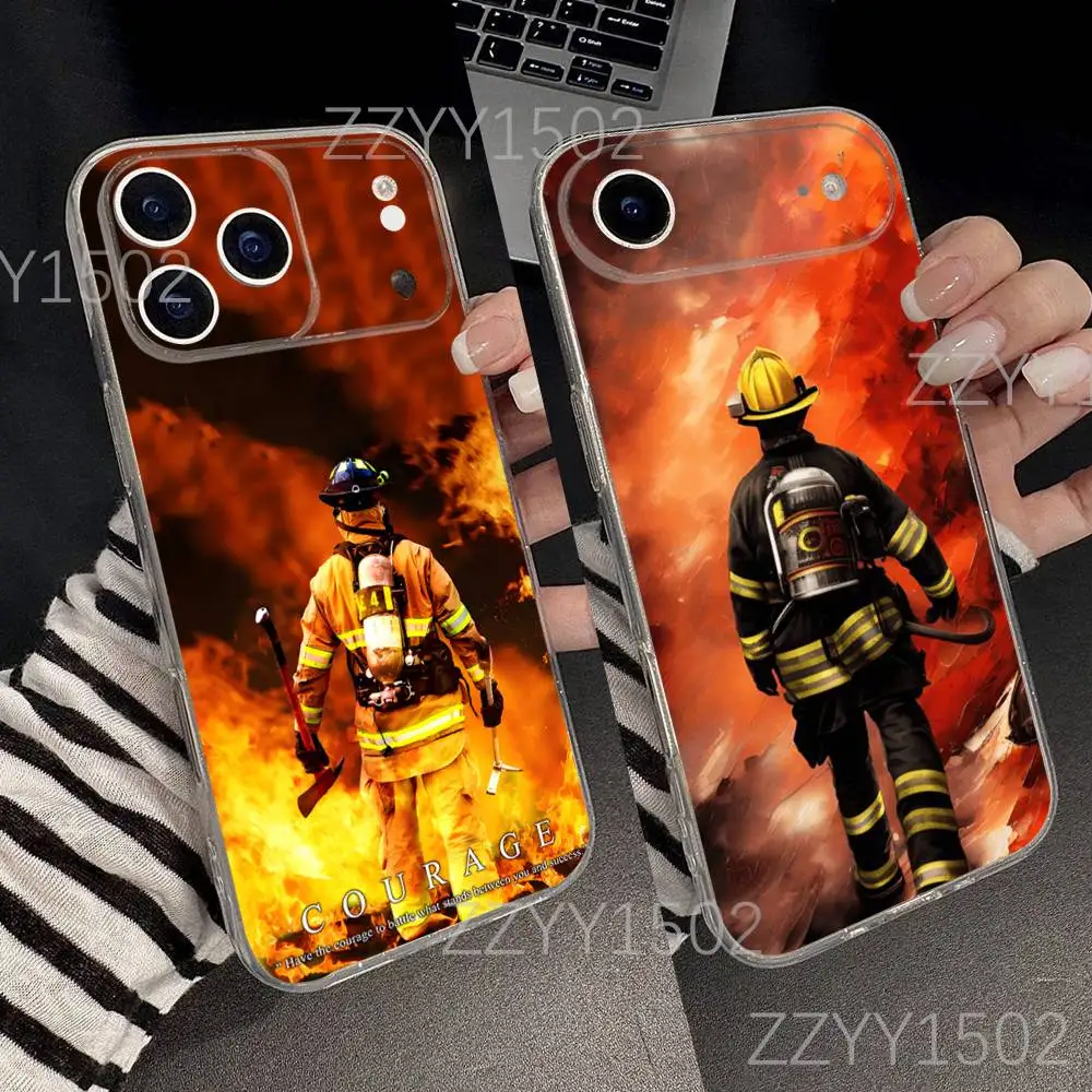 

Firefighter Heroes Fireman Phone Case For iPhone 17,16,15,14,13,12,11 Pro,Max,Plus,X,XS,XR,SE4,E Mini Transparent Soft