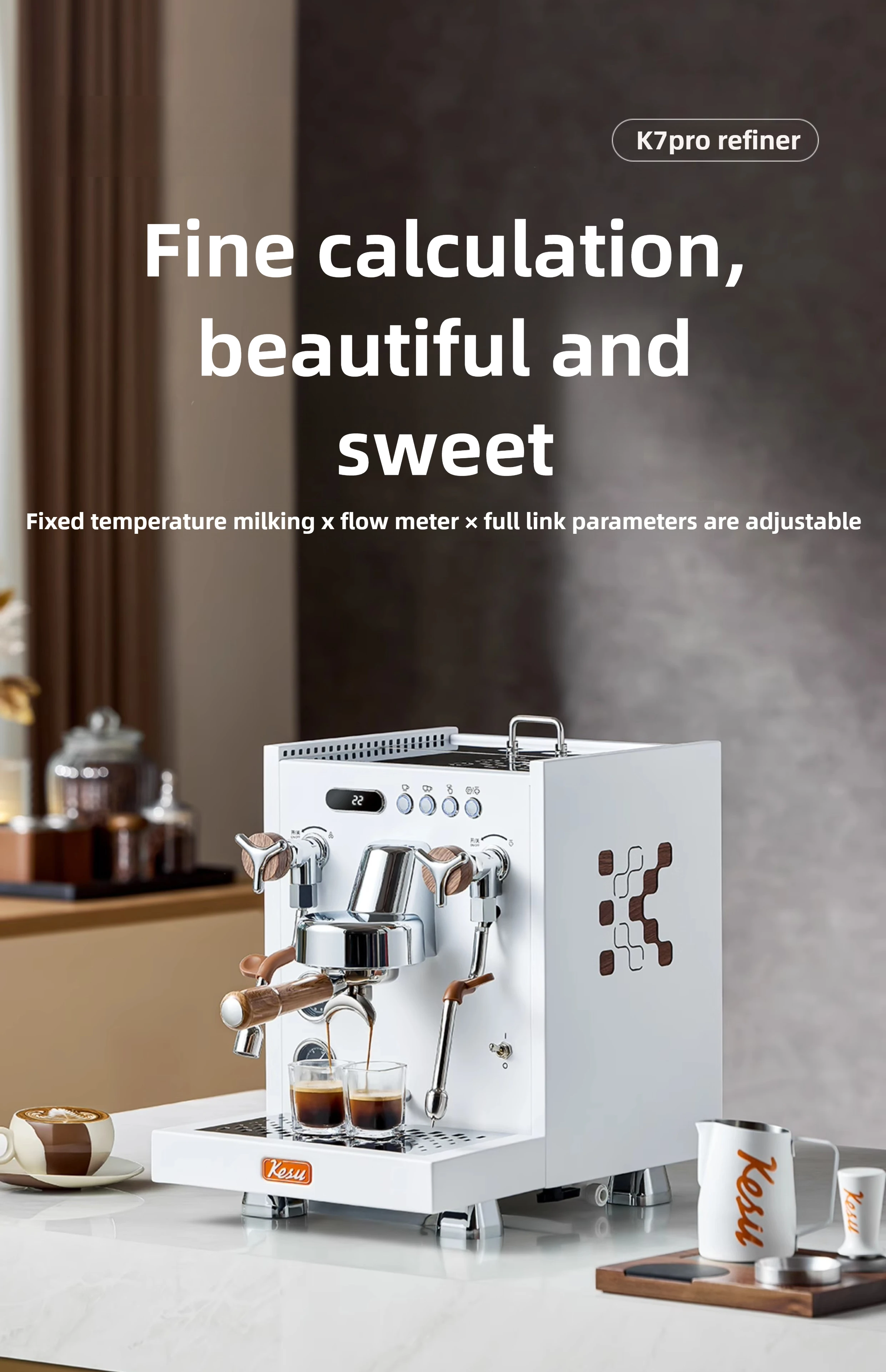 ماكينة القهوة التجارية الإيطالية، غلاية مزدوجة K7Pro قابلة للعد، منزلية صغيرة شبه أوتوماتيكية #1
