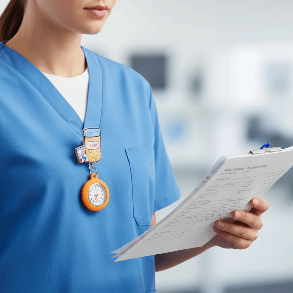 Women PVC Retractable Watch Brooch Cute Appearance Colourful Cartoon Nurse Watch Lovely Nurse Pocket Watches Nurse Gifts