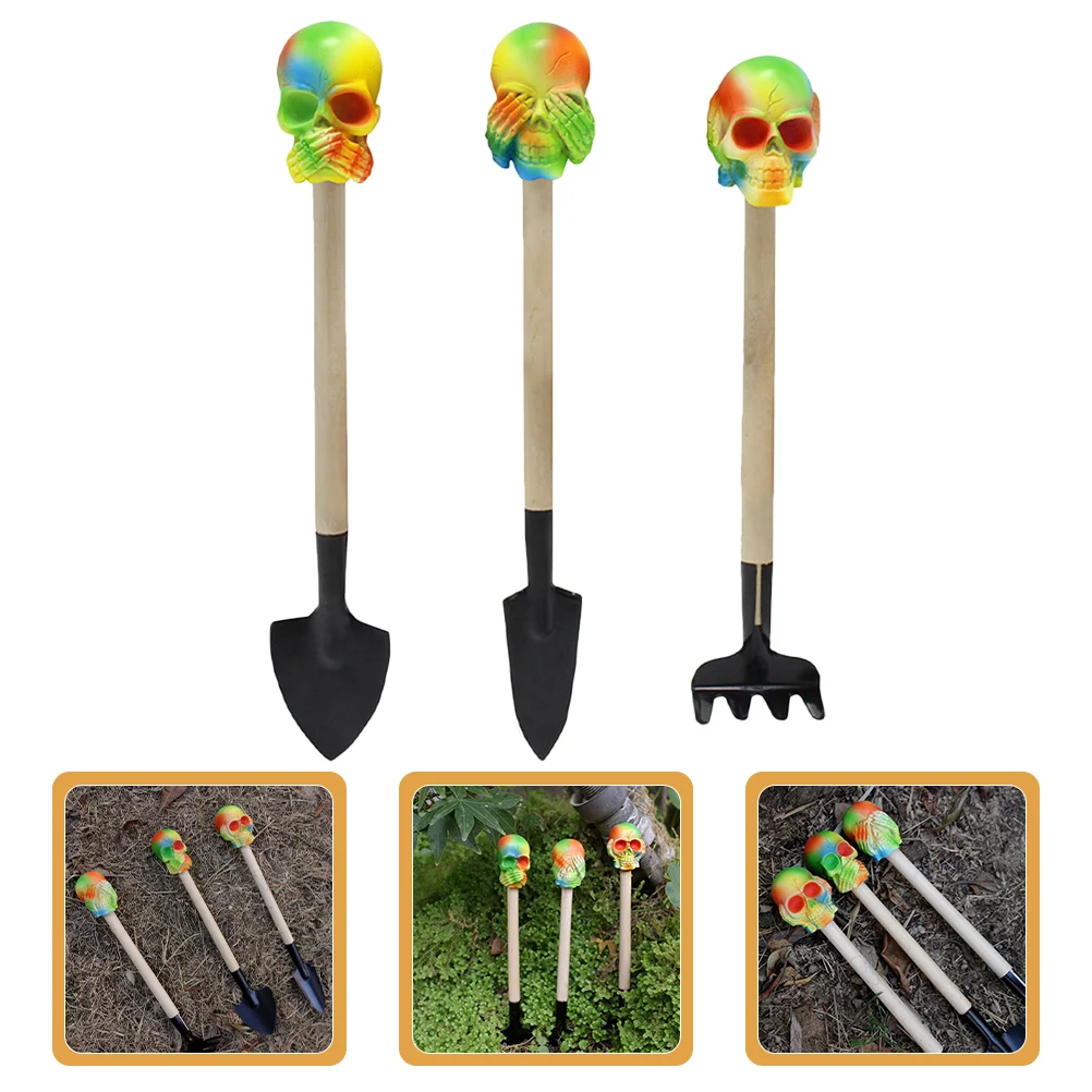 

3 Pcs Garden Spade Flower Resin Crafts Gardening Supplies Iron Shovels for Small