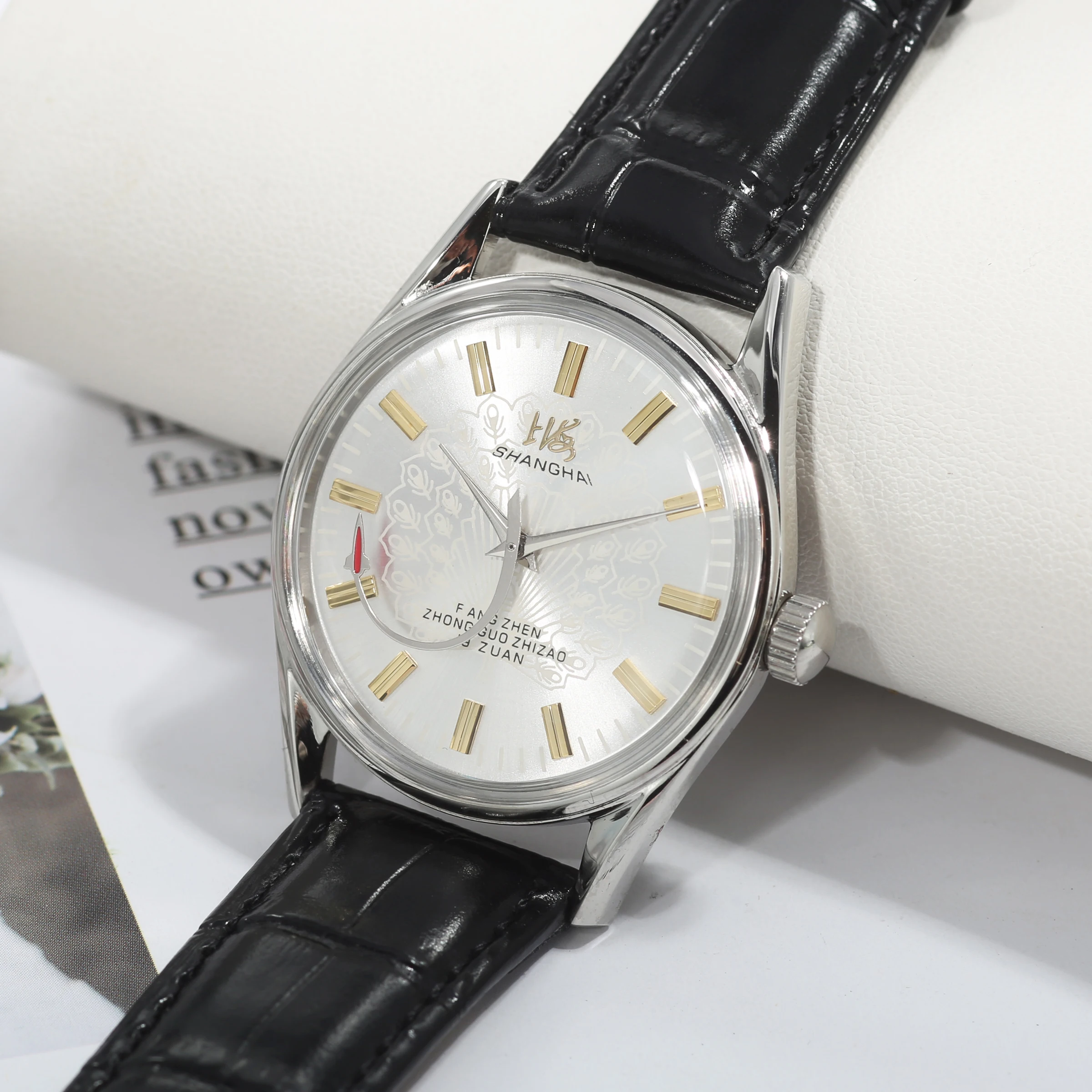 Reloj Mecánico Shanghai 7120 de 38 mm para Hombre, Reloj de Cuerda Manual con Movimiento 7120, Acero Inoxidable, Resistente al Agua