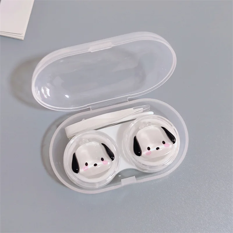 Caja para lentillas de contacto Kawaii Sanrio, caja Meitong de Hello Kitty, Cinnamoroll Kuromi, estuche para gafas de contacto portátil de viaje con pinza