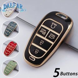 5 Buttons For Hyundai Sonata Nexo DN8 Santa Fe TM Tucson NX4 Staria Ioniq 2020-2021 Gold Edge TPU Remote Key Fob Case Cover