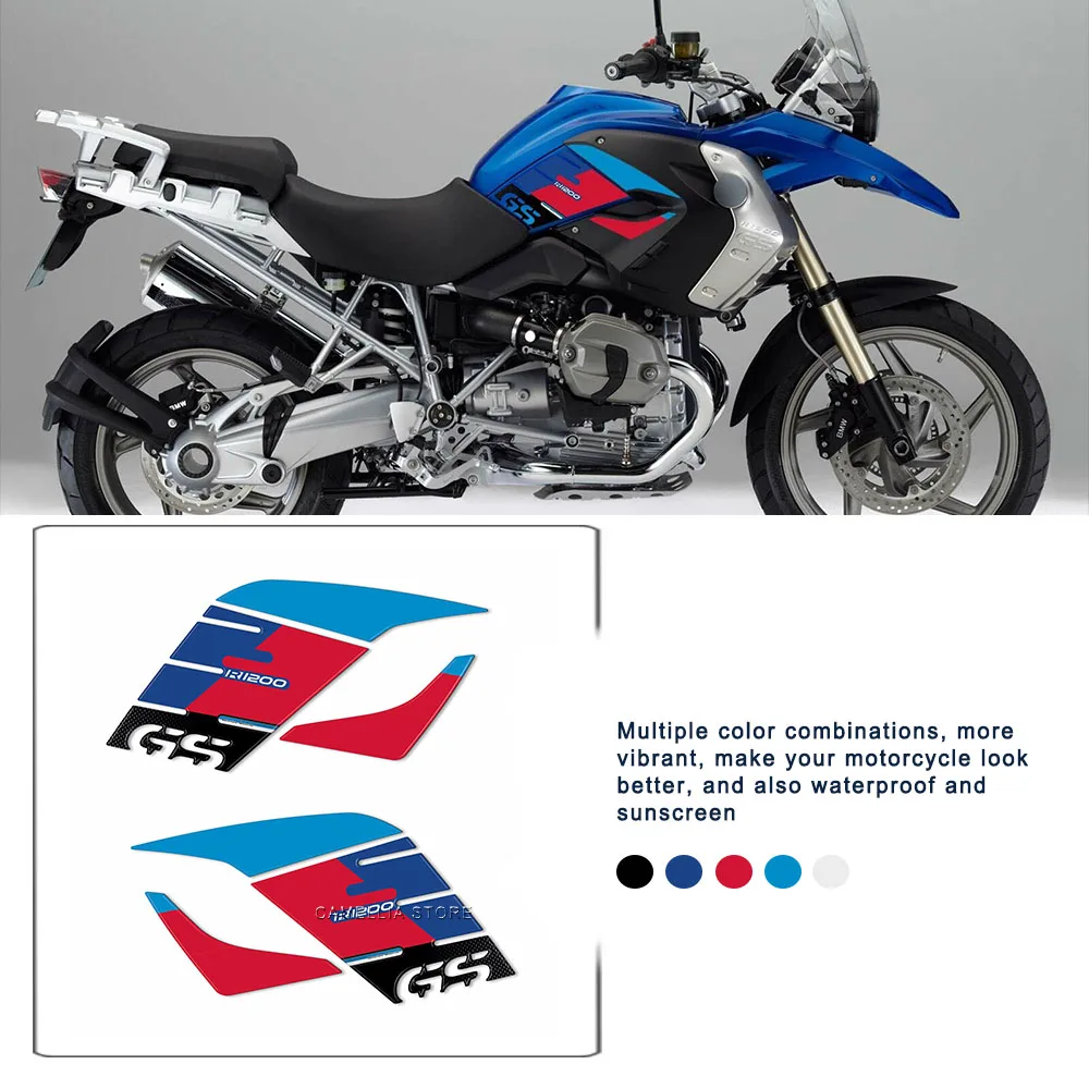 for BMW R 1200 GS 2008-2012 3D Epoxy Resin Waterproof sun-proof Blue Red Black Motorcycle Side Stickers