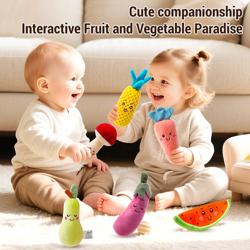 Baby Toy Cartoon Vegetables Fruits Hand Grip Toddler Toys Soft Stuffed Rattle Hand Grip Baby Toys Shaker Crinkle Sensory Toy