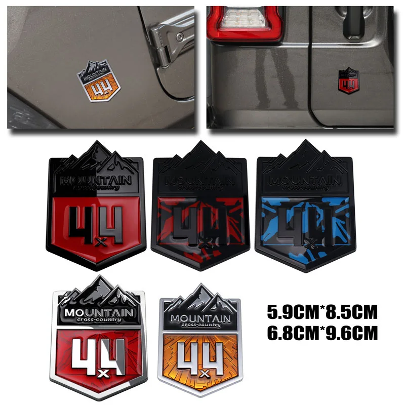 3D Metal 4x4 Mountain Emblem Badge - Off-Road Truck & SUV Decoration for Jeep Wrangler, Toyota Tacoma, Ford F-150