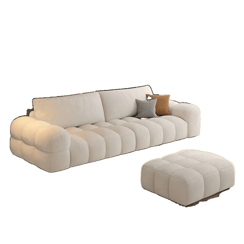 

Chenier puff sofa living room modern simple straight row cream wind size apartment fabric sofa