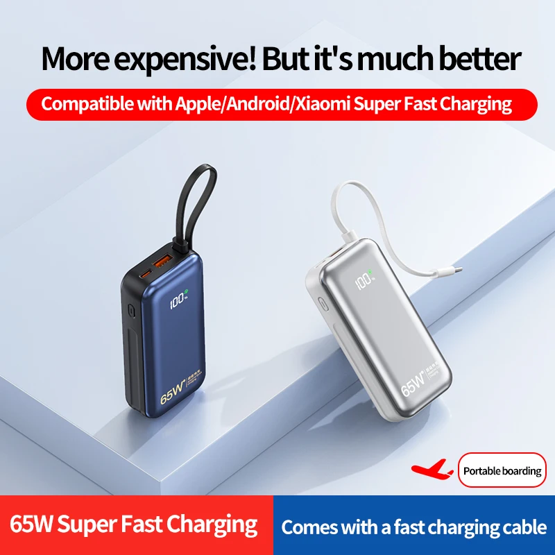 جديد 65 واط شاحن فائق 3C powerbank 20000mah الهاتف المحمول بطارية احتياطية لشاومي آيفون سامسونج قوة البنك شاحن لأجهزة الكمبيوتر المحمول