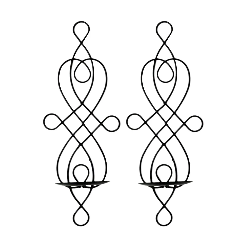 

2pcs Candlestick Unique Shape Iron Candlestick Metal Hanging Wall Holder Decoration
